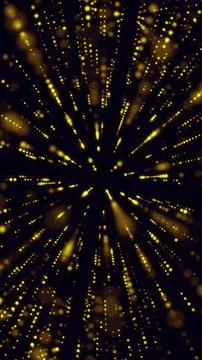 Glowing Gold Particle Explosion and Radial Light Tunnel Background Stock Illustration