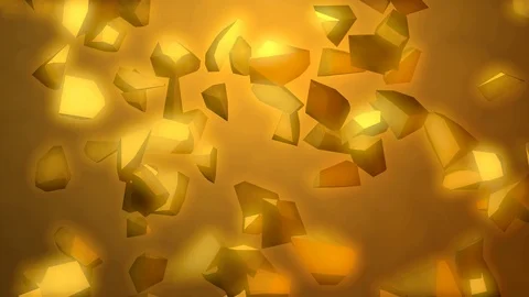 Glowing gold rocks, nuggets. Falling. Large pieces. 3d animation. Stock Footage 99563203