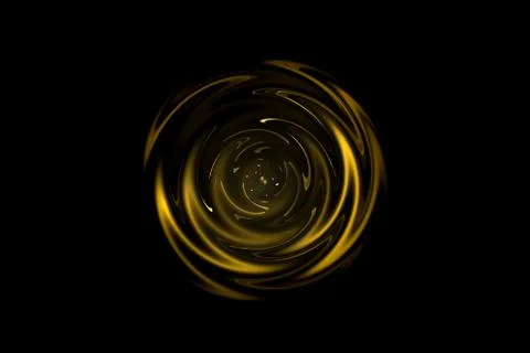 Glowing gold vortex with light ring on black backdrop, abstract background Stock Illustration