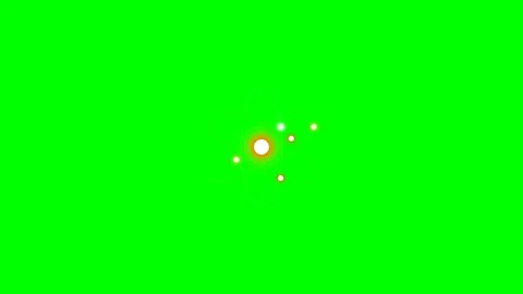 A glowing golden atom model spinning on a vibrant chroma key green screen Stock Footage 340904103