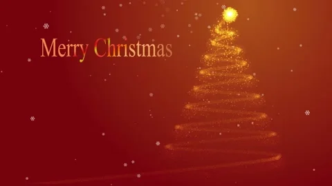 Glowing Golden Christmas tree animation with light and particles. Stock Footage