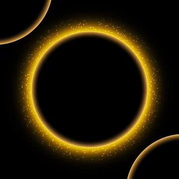 Glowing golden circle frame with glittering dust. Gold light circle with Stock Illustration