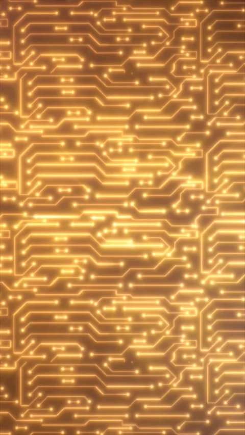 Glowing golden circuit board pattern forming a futuristic technological bac.. Stock Footage 322128486