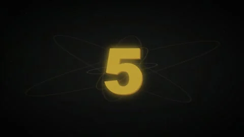 Glowing Golden Digital Countdown from Nine to Zero on Dark Background with Stock-Footage 340022408