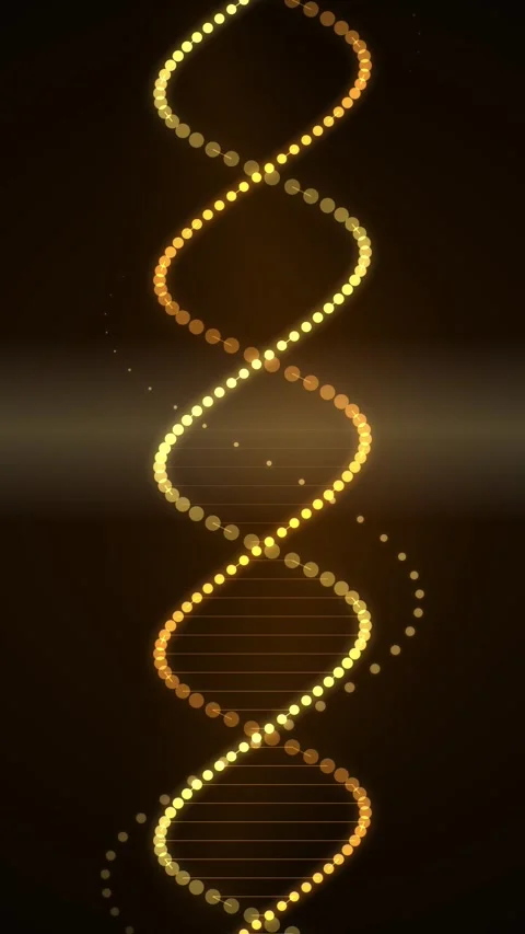 Glowing Golden DNA Helix Strand Rotating in Dark Space Stock Footage 346196341