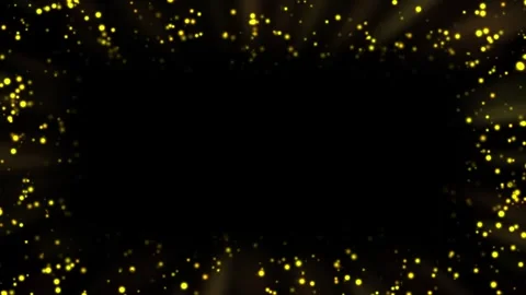 Glowing Golden Dust Frame with Light Rays on Black Background Stock Footage 321338393