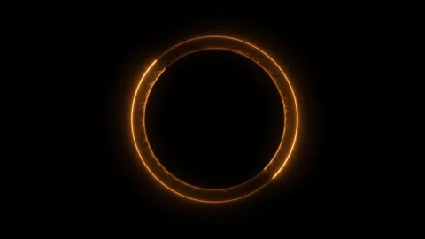 Glowing golden energetic circle frame, seamless animated loop, for technology Stock Footage 336383199