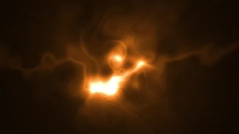 Glowing golden energy flows through dark space Stock Footage 328448420