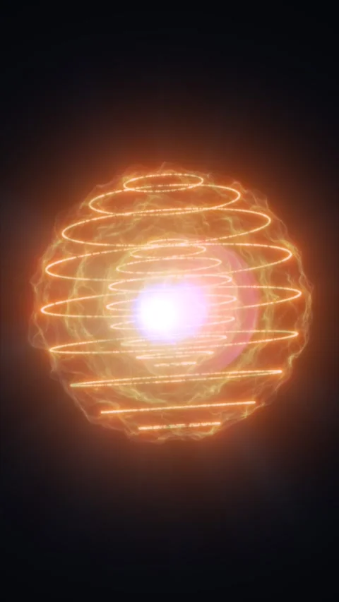 Glowing golden energy sphere with concentric light rings and a brilliant co.. Stock Footage 342128689