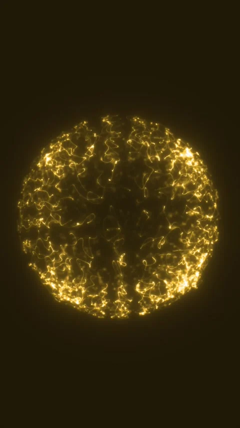 Glowing golden energy sphere made of luminous tangled lines, suggesting fut.. Stock Footage 336307655