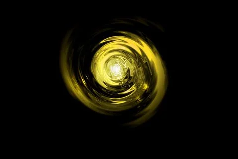Glowing golden light vortex on black backdrop, abstract background 스톡 일러스트