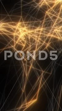 Glowing golden lines form a complex digital network structure pattern Stock Illustration
