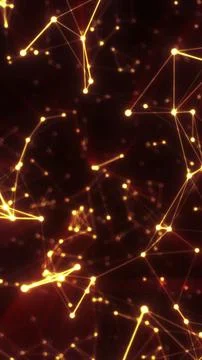 Glowing golden network of connected points and lines forming an abstract geom 스톡 일러스트