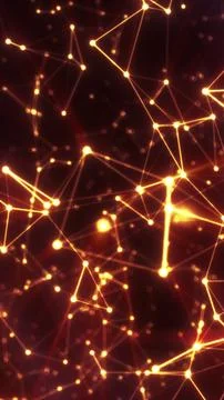 Glowing golden network of connected points and lines forming an abstract ge.. Stockillustratie