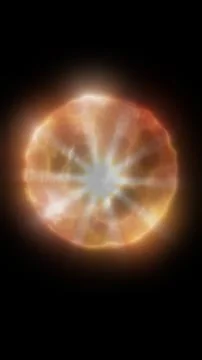 Glowing golden orb on a black background, resembling a radiant star, plasma.. Stock Illustration