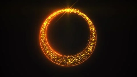 A glowing golden particle circle glows upon black, creating an elegant Vidéo 341013557