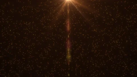 Glowing golden particles on a dark background with a ray of light at the top. 動画素材 308147512