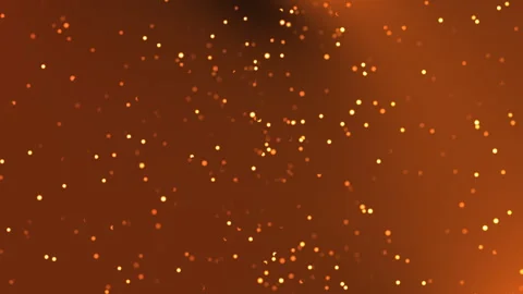 Glowing Golden Particles Floating in Warm Orange Abstract Background Видео 333980084