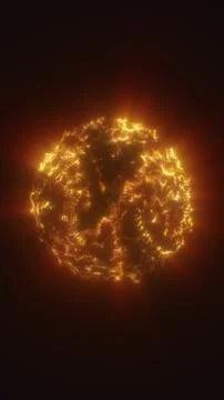 Glowing golden plasma sphere made of sparkling particles and fiery filament.. Stock Illustration