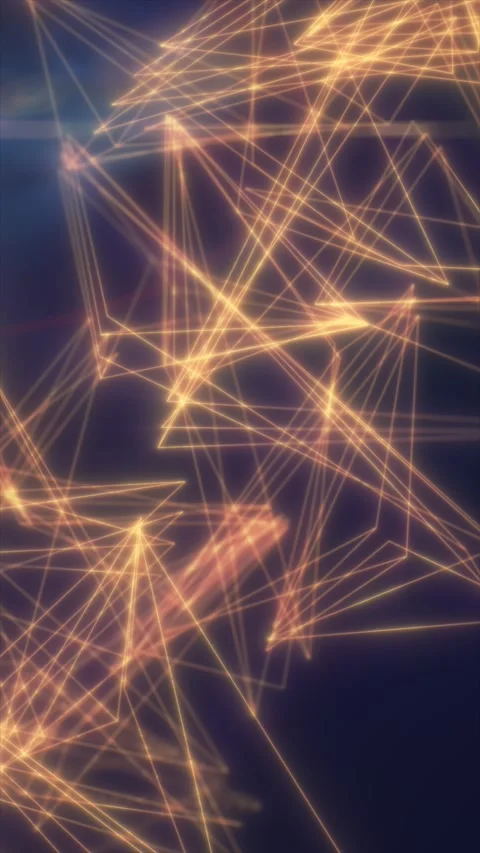 Glowing golden polygon network with connected lines and nodes on dark backg.. Stock Footage 328591903
