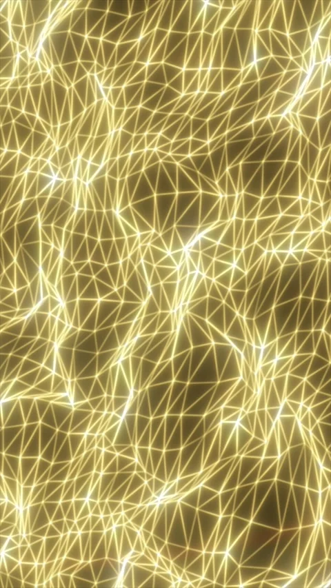 Glowing golden polygonal network with connected lines and triangular facets.. Stock Footage 344465222