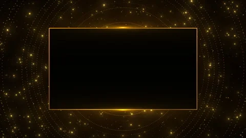 Glowing golden rectangle frame sparkling particles Stock Footage 337865076