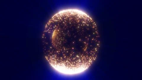 Glowing golden sphere composed of countless light particles forming a radiant 스톡 일러스트
