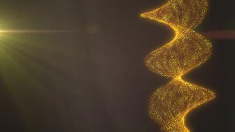 Glowing golden spiral made of tiny particles with radiant light, representing Stock Illustration