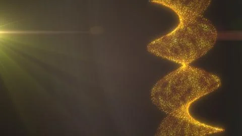 Glowing golden spiral made of tiny particles with radiant light, representing Stock Illustration