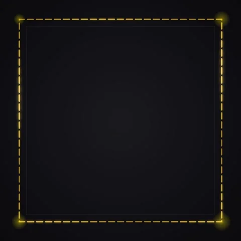 Glowing Golden Square Border with Dashed Lines and Soft Lights on Dark Back.. Stock Footage 346284462