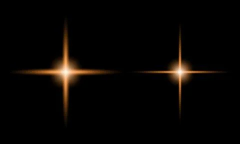 Glowing golden star light effects isolated on black background for design o.. Stock Illustration