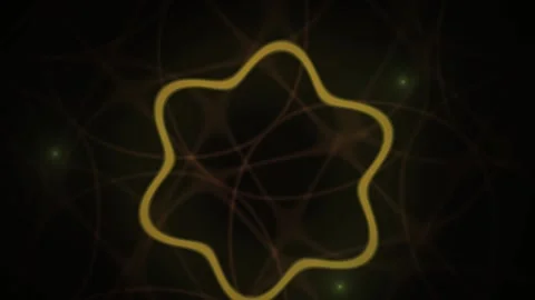 Glowing Golden Star shaped Line Morphing on Dark Web patterned Background w.. Stock Footage 343701943