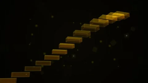 Glowing golden steps pathway symbolizing growth, achievement, and corporate.. Stock Footage 346001362