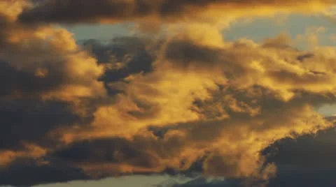 Glowing Golden Sunset Cloud Time Lapse Stock Footage 11241338