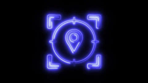 Glowing GPS Icon and Symbol in HD Video Neon Stock Footage 304559664