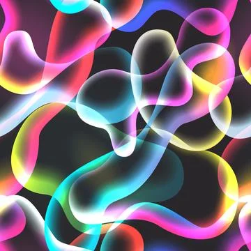 Glowing gradient abstract shapes seamless pattern. Vector illustration. Liq.. 库存插图