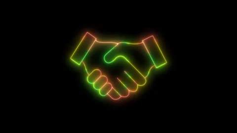 Glowing gradient neon handshake icon animation for tech partnership, digita.. 스톡 동영상 310753637