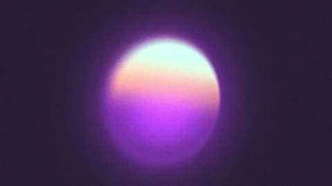 Glowing gradient orb floating in dreamy retro sensor noise loop Stock Footage 347205266