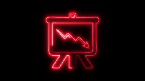 Glowing Graph Icon and Symbol in HD Video Neon Stock Footage 304559160