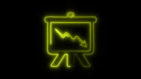 Glowing Graph Icon and Symbol in HD Video Neon Stock Footage 304559165