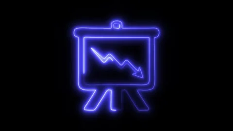 Glowing Graph Icon and Symbol in HD Video Neon Stock Footage 304559169