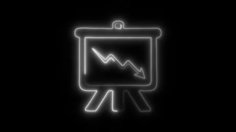 Glowing Graph Icon and Symbol in HD Video Neon Stock Footage 304559170