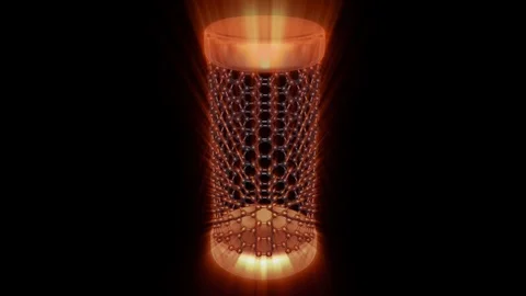Glowing Graphene Battery emitting light rays . 3d animation Video stock 123729251
