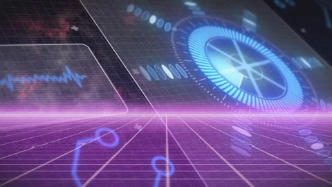 Glowing graphs and circular data visualization creating futuristic digital Stock Footage 305028754