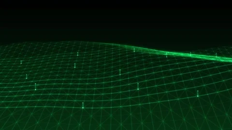 A glowing green abstract digital wave mesh background representing modern t.. Stock Footage 346068157
