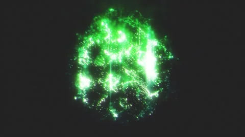 Glowing green abstract energy sphere with bright particles Video stock 342411372