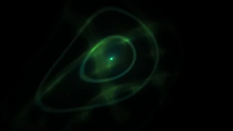 Glowing Green Abstract Light Waves Pulsing in Dark Space for Sci fi Backgroun Stock Footage 344720596