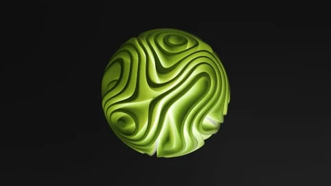 Glowing Green Abstract Sphere on a Black Background - 3D Loop 4k Animation Stock Footage 315212736