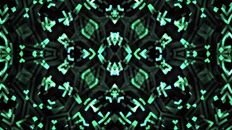 Glowing green abstract symmetry pattern. Видео 334187892