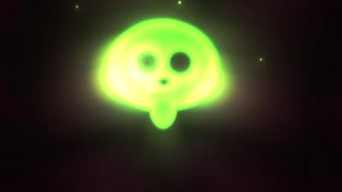 Glowing green alien face in space. Stock Footage 334878236